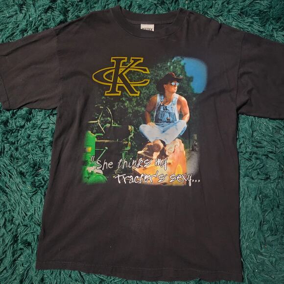 Vintage 90s Kenny Chesney “She Thinks My Tractor’s Sexy” Country Graphic Tee XL - Picture 1 of 6
